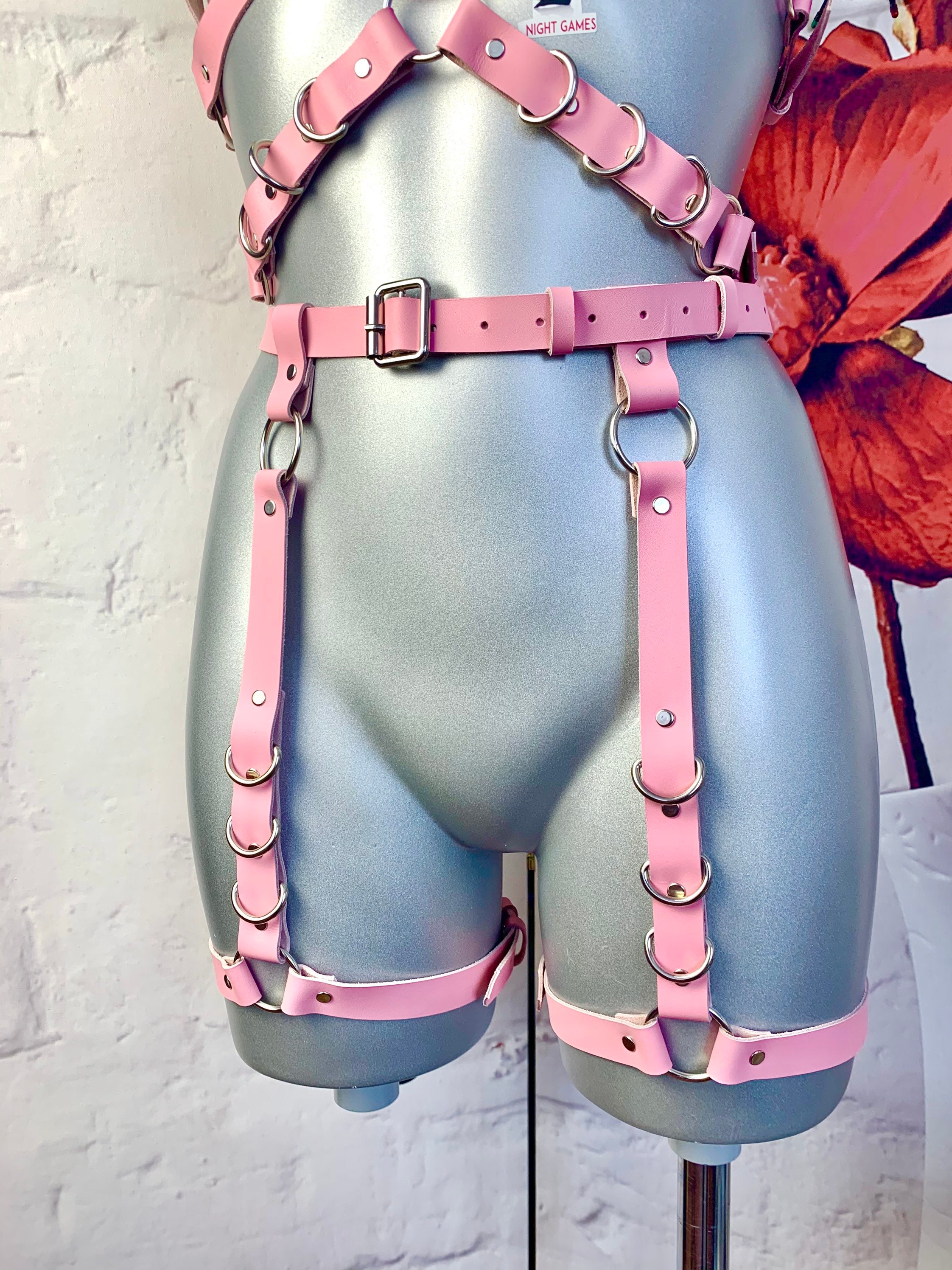 Pink Leather Harness Costume Sexy Women Harness Set Sexy Etsy