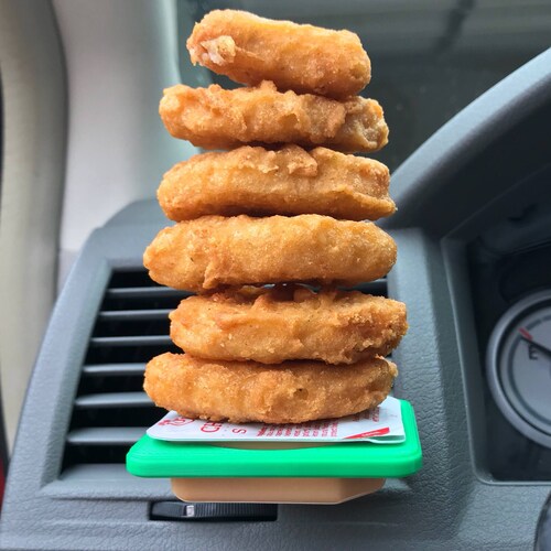 Clip and Dip - vehicle vent accessory for sauce-dipping on the go!