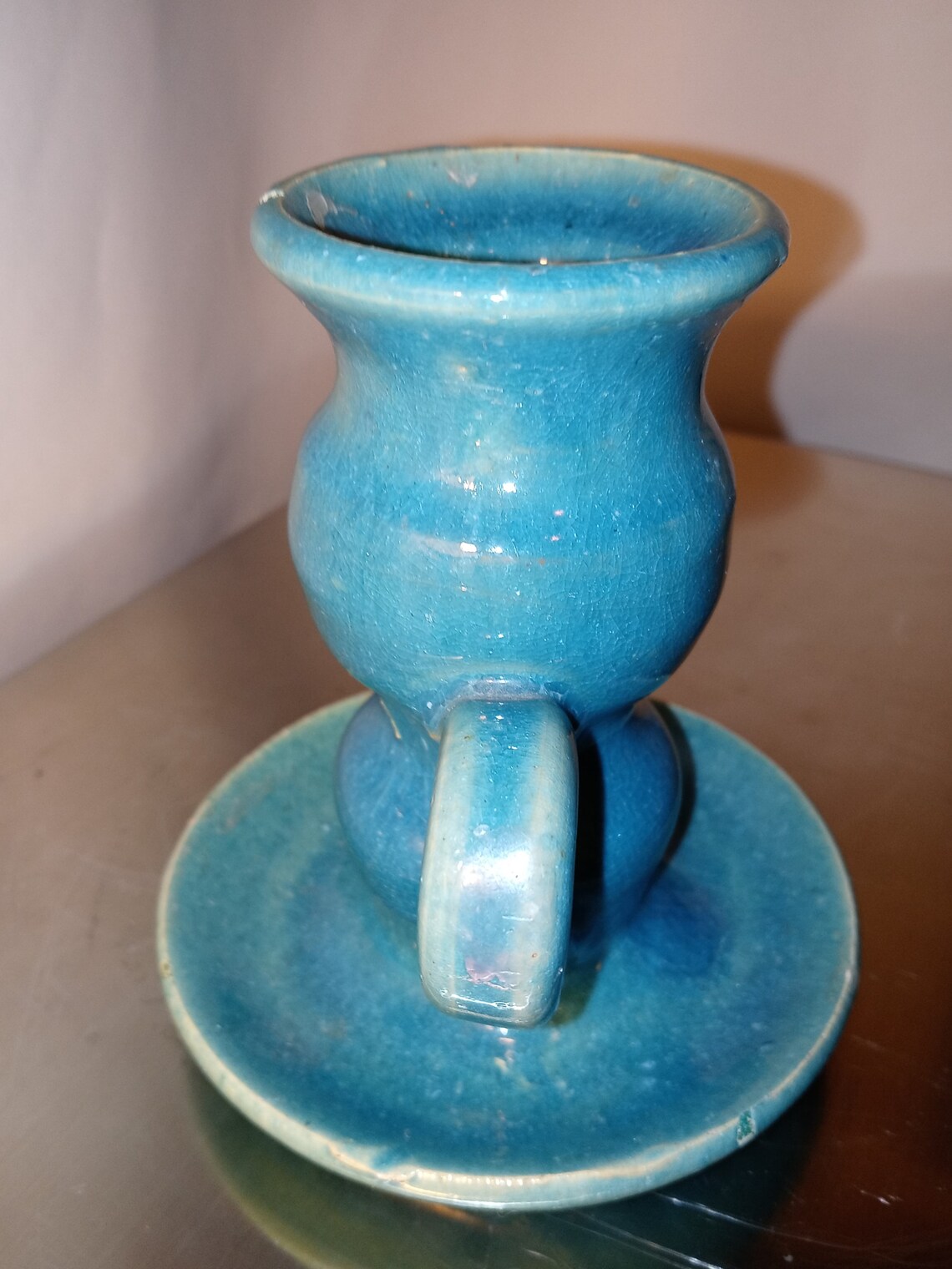North State Pottery Turquoise Tall Candle Holders EXC Etsy