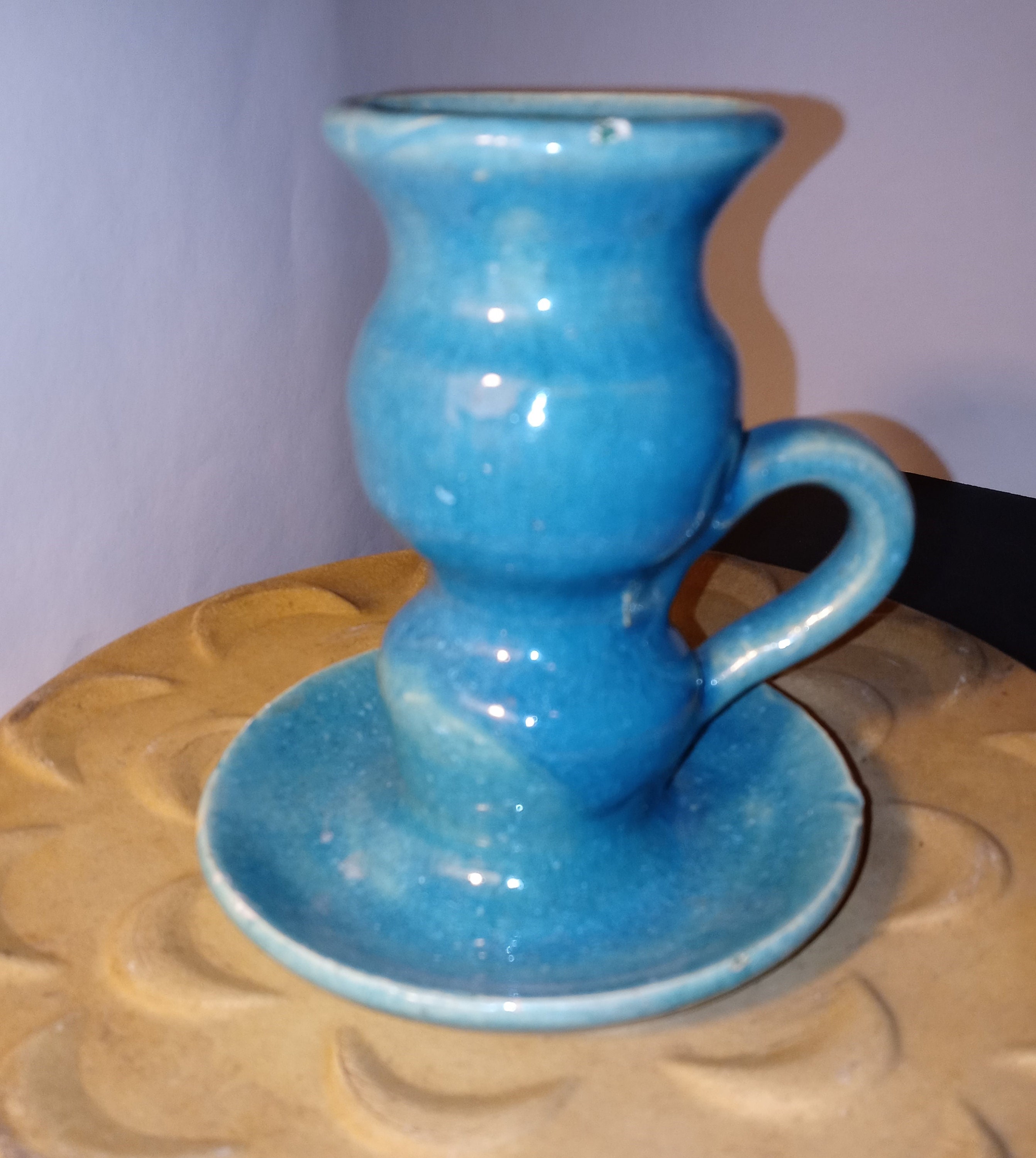 North State Pottery Turquoise Tall Candle Holders EXC Etsy