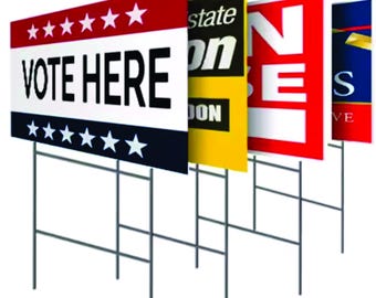 10 Custom Yard Signs with Stakes – Personalized Plastic Signs for Business, Campaigns & Events – Fast 2-Day Shipping