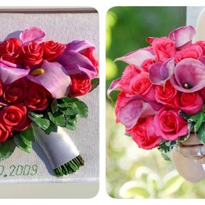 4th anniversary gift for wife Linen wedding anniversary gift for her 2nd Cotton anniversary gift idea Embroidered wedding bouquet replica