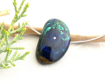 Splendide Azurite en pendentif avec diamant incrusté