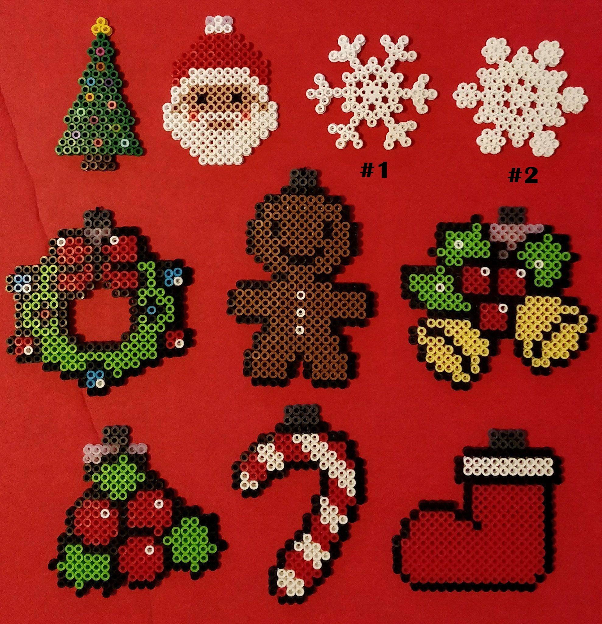 Christmas Ornaments Perler Beads Decorations Etsy