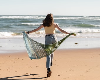 A Traveller's Dye-ry, Written and Charted Asymmetric Crochet Shawl Pattern, US and UK terms