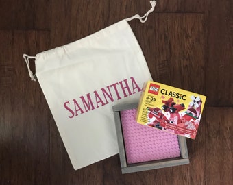 Small Play Tray and Bag, Building Blocks, On the Go, Bag for Carrying, Small pieces collected in bag