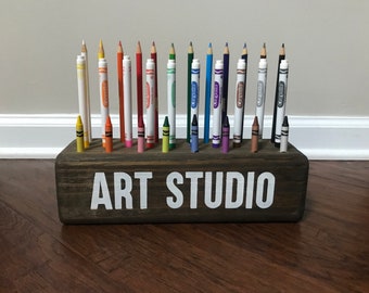 Pencil/Marker/Crayon Holder, Wooden, Organize, Kids gift, makes clean up easy