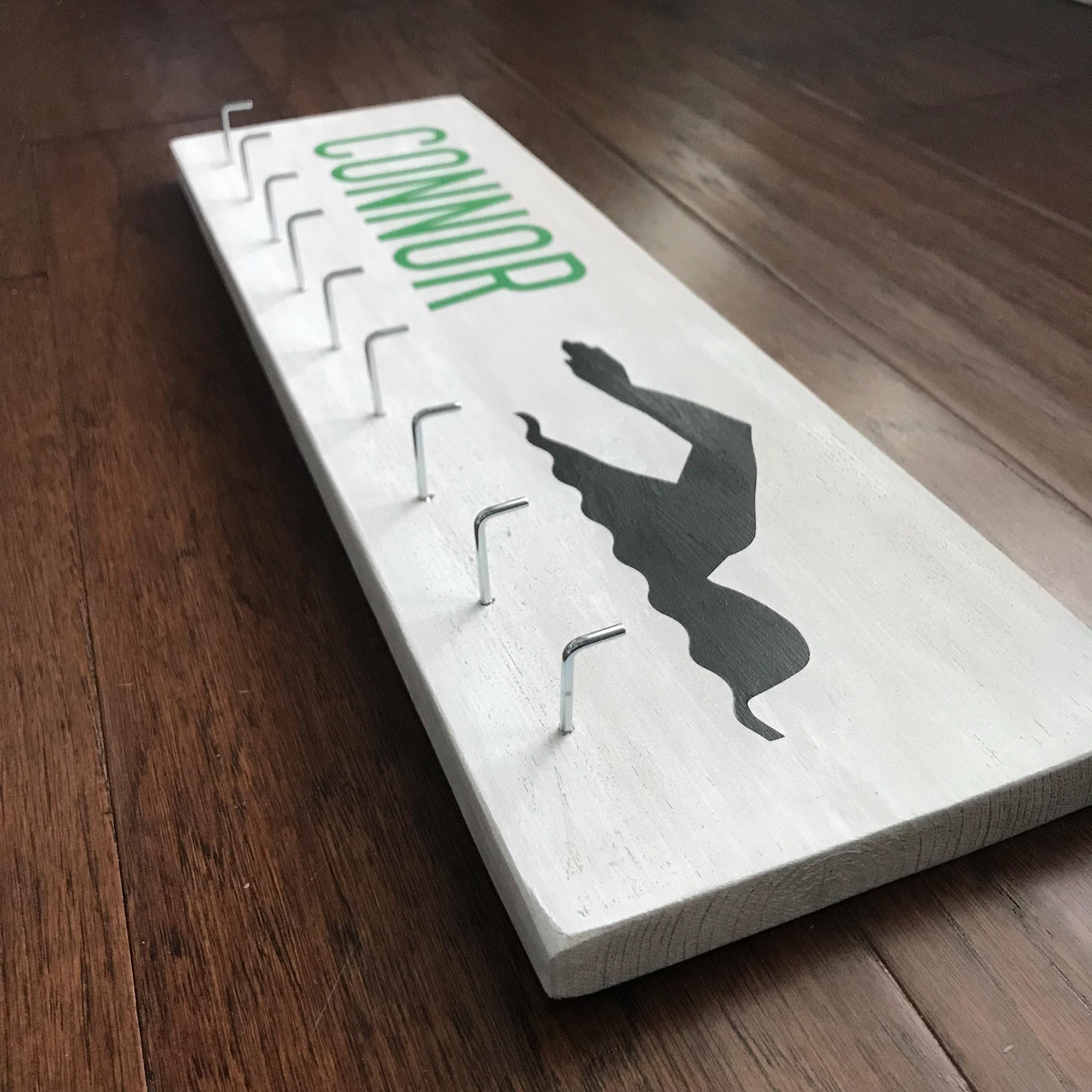 Personalized Swim Ribbon Holder Award Display with Hooks/Clips
