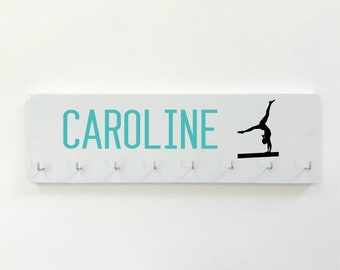Personalized Gymnast Award Holder Display with Hooks/Clips