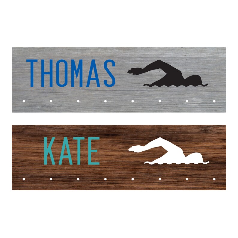 Personalized Swim Ribbon Holder Award Display with Hooks Etsy