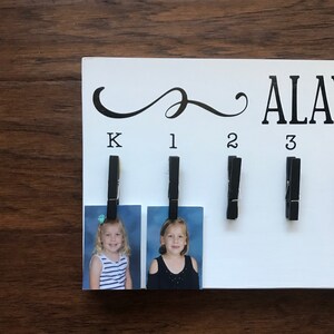 School Picture Board, K-12, Yearbook Pictures, 26x7.5, Personalized Photo Board for Kids, Stained or Painted image 2