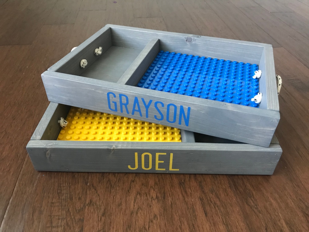 Kids Play Tray With Divider WITH Name Big Building Blocks - Etsy