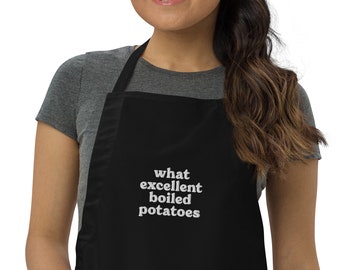 Jane Austen Gift, Embroidered Apron, What Excellent Boiled Potatoes, Pride and Prejudice