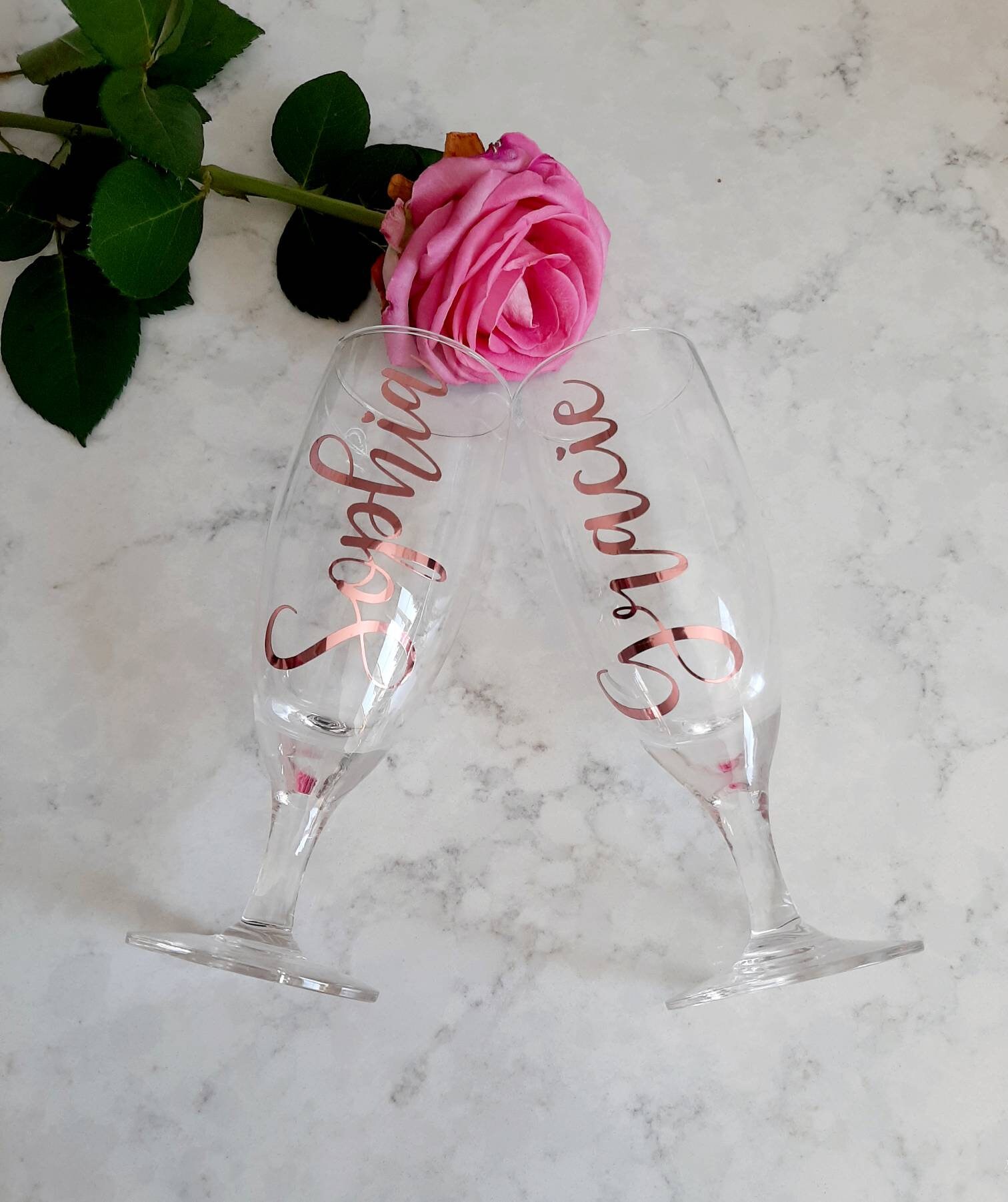 Champagne Flute Decals Name Decal custom name Stickers Etsy