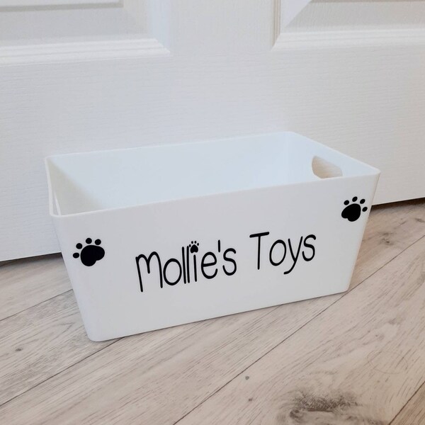 Personalised White Plastic Storage Box - Pet Storage - Dog Caddy - Kitchen Organiser - Pet Treats - Pet Food - Dog Toy Box - Dog Lover Gift