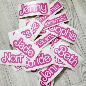 Personalised Name Sticker Vinyl - Custom Name Vinyl Decals - Water Bottle Name Sticker - Doll inspired Name Stickers - Pink Name Sticker