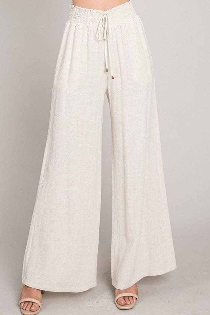 Smock Waist Linen Pant