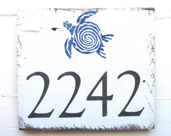 Sea Turtle Address Sign, Address Plaque Coastal, House Number Sign,Rustic Beach Sign, Sea Turtle Decor, Beach House Address Sign, Tropical