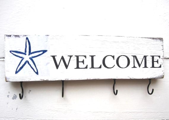 Starfish Beach Decor Key Holder for Wall Starfish Beach Decor Key Holder for Wall
