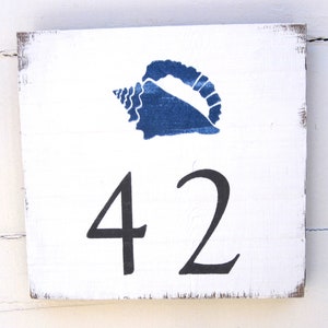 Wood Beach House Address Sign, Coastal Address Plaque, Shell Decor, Home Address Plaque, Rustic Beach Decor, Sea Shell Address Sign,