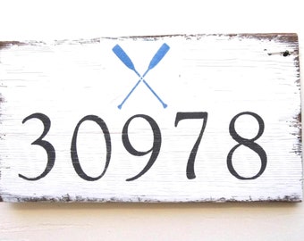 Lake House Address Sign, Coastal Decor, Nautical House Numbers, Address Sign, Beach Address Sign, Wood House Numbers Sign,Rustic Beach Sign