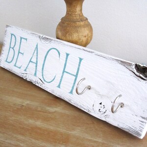 Beach Key Holder for Wall, Beach Sign, Beach House Decor, Key Rack, Beach Farmhouse Decor, Rustic Coastal Decor, Entryway Key Organizer