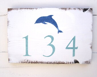 Coastal DOLPHIN House Numbers, Home Address Plaque, House Number Plaque, Beach House Numbers, Coastal Door Numbers Sign, Address Sign