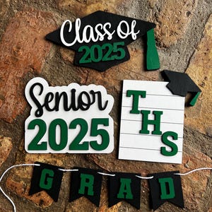 Graduation 2026 Tiered Tray Decor: Mini Graduation Signs, Senior Night Decor, Senior Table Decorations