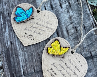 Adorno de mariposa en memoria, regalo por la pérdida de un ser querido, pérdida de madre, padre, hermana, tía, hermano, tío, hijo o primo, regalo de duelo