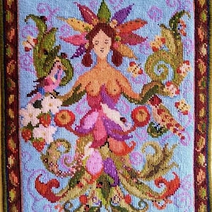 Tapestry Kit, Needlepoint Kit Summer, Goddess, Tapestry Wall- Hanging, Picture, Nature, Pillow, Cushion Kit, Counted Cross Stitch, Fertility