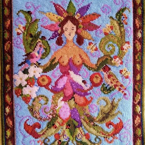 Tapestry Kit, Needlepoint Kit Summer, Goddess, Tapestry Wall- Hanging,  Picture, Nature, Pillow, Cushion Kit, Counted Cross Stitch, Fertility