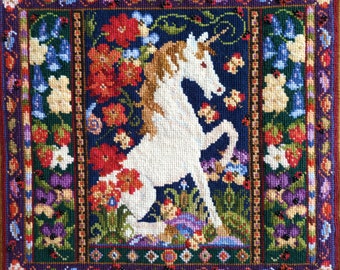 Unicorn's Meadow, Tapestry, Kit, Needlepoint, Counted, Cross-stitch, Medieval, Horse,  Flowers, Scotland, Viola, Pansy, Ladybird, Primrose