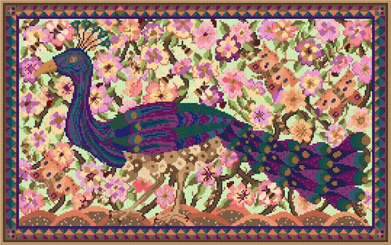 Peacock, Tapestry, Wall-hanging, Kit, Cushion, Picture, Needlepoint,  Counted Cross Stitch, Historical, Arts and Crafts, Floral, Embroidery -   Sweden