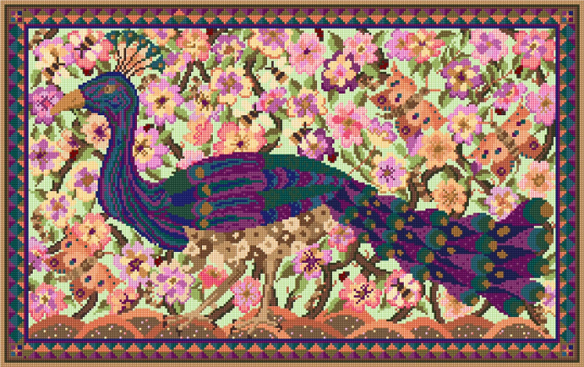 Peacock, Tapestry, Wall-hanging, Kit, Cushion, Picture, Needlepoint,  Counted Cross Stitch, Historical, Arts and Crafts, Floral, Embroidery 