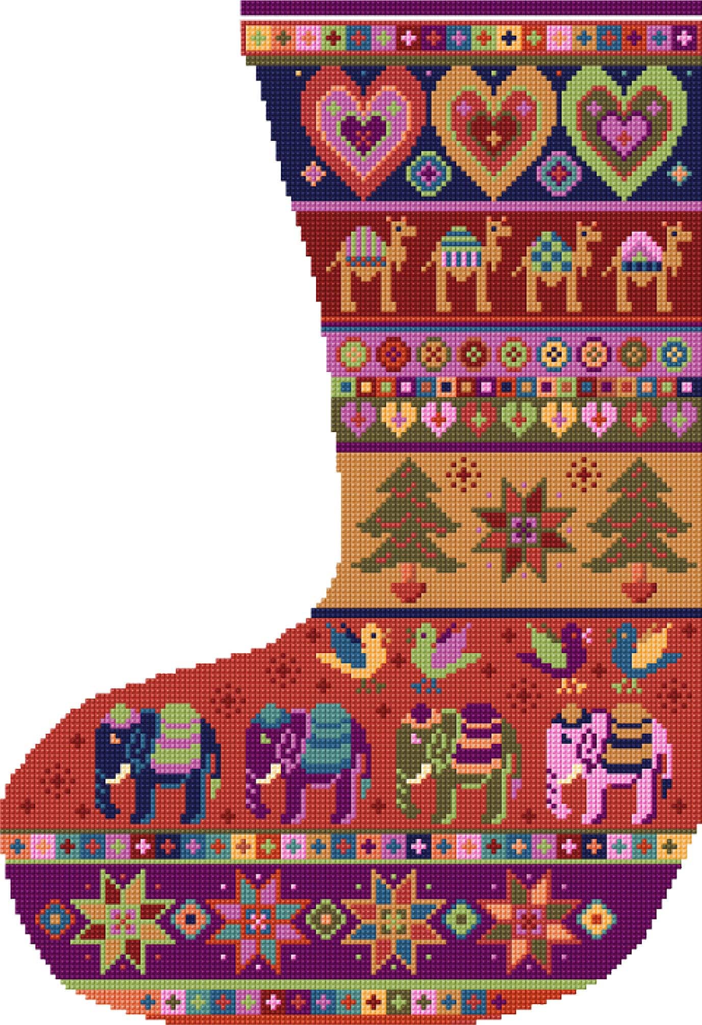 Animal Fayre Needlepoint Christmas Stocking - Camels