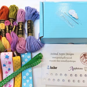 Slow Sewing Supplies, SPRING Colors, Anchor Tapestry Wool, Anchor Stranded Cotton, Embroidery, Thread, Ribbon, Needles, Threader, Gift Boxed