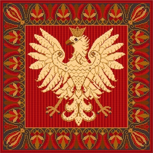 Polnischer Adler, Vogel, PDF DIGITALER DOWNLOAD, Rot & Weiß, Standard, Gobelin, Nadelspitze, Kreuzstich, Groß, Kissen, Wandbehang