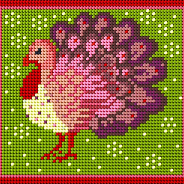 Little Turkey, Needlepoint, Kit, Tapestry, Counted, Christmas, Thanksgiving, Holiday, Picture,  Decoration, Crafts, Bird, Xmas,