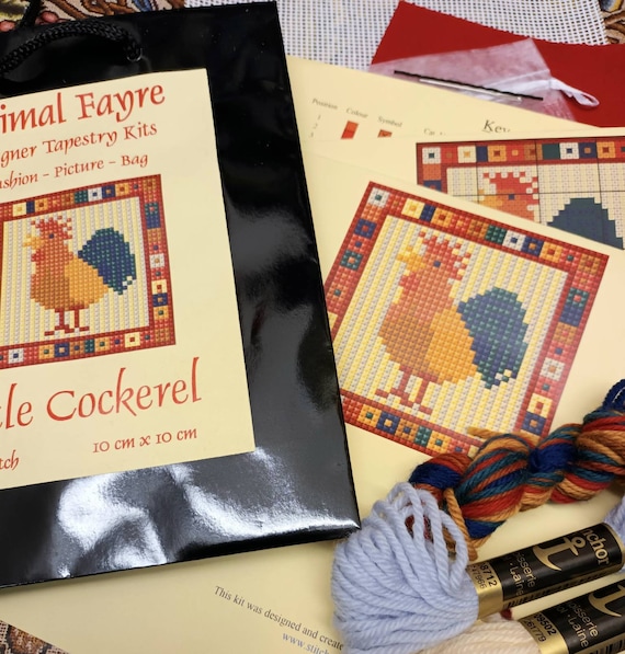 Little Cockerel Tapestry Kit, Pincushion Kit, Cockerel Counted Cross Stitch  Kit, Needlepoint, Kid's Craft Kit, Cockerel Mini Hanging Kit 