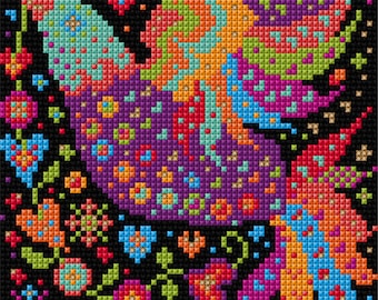 Mexican Bird, PDF DIGITAL DOWNLOAD, Tapestry, Needlepoint, Counted Cross-stitch, Mexico, Folk Art, Vibrant, Chart, Design, Pattern, Wildlife