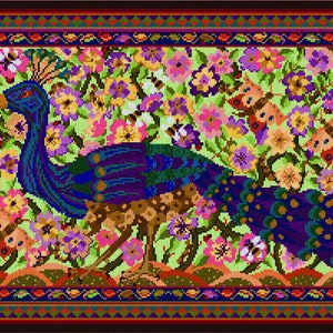 Tapestry Kit - Wall-hanging, Peacock&#39;s Garden, Cushion, Picture, Charted Needlepoint Kit, Counted Cross Stitch, Historical, Arts and Crafts,