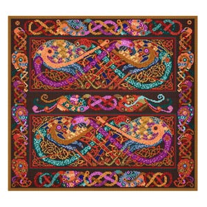 Tapestry Kit-Celtic Peacocks, Book Of Kells, Charted, Traditional Knotwork, Wall-hanging, Scottish, Counted Cross-Stitch, Needlepoint Kit