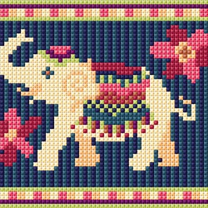 赤ちゃん象、PDF、デジタルダウンロード、タペストリー、絵、クッションインサート、クロスステッチ、子供用、刺繍、小、ニードルポイント、簡単