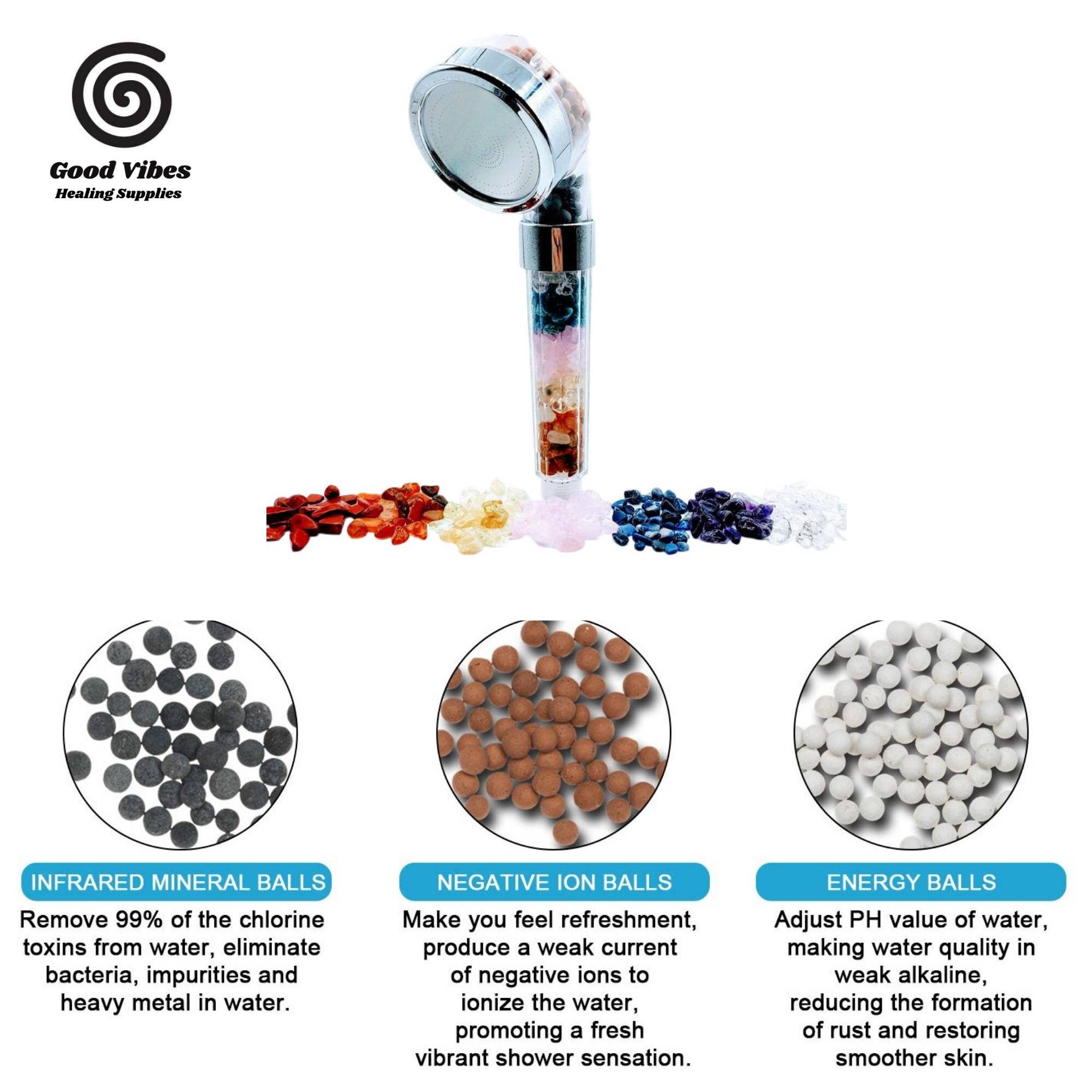 Chakra Crystal Shower Head Natural Crystals 200 More Etsy