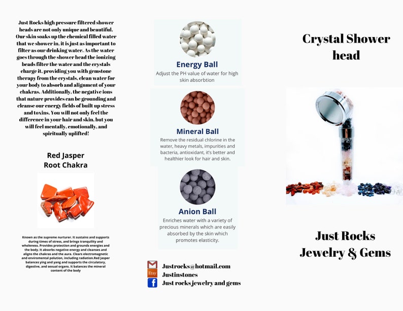 Crystal chakra shower head high pressure natural 7 gemstone Etsy