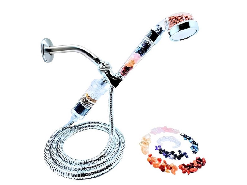 High pressure handheld shower head - Healing crystal - Eco friendly - Anti viral - Anti bacterial - Ionizing - Water saving - Made in Canada
