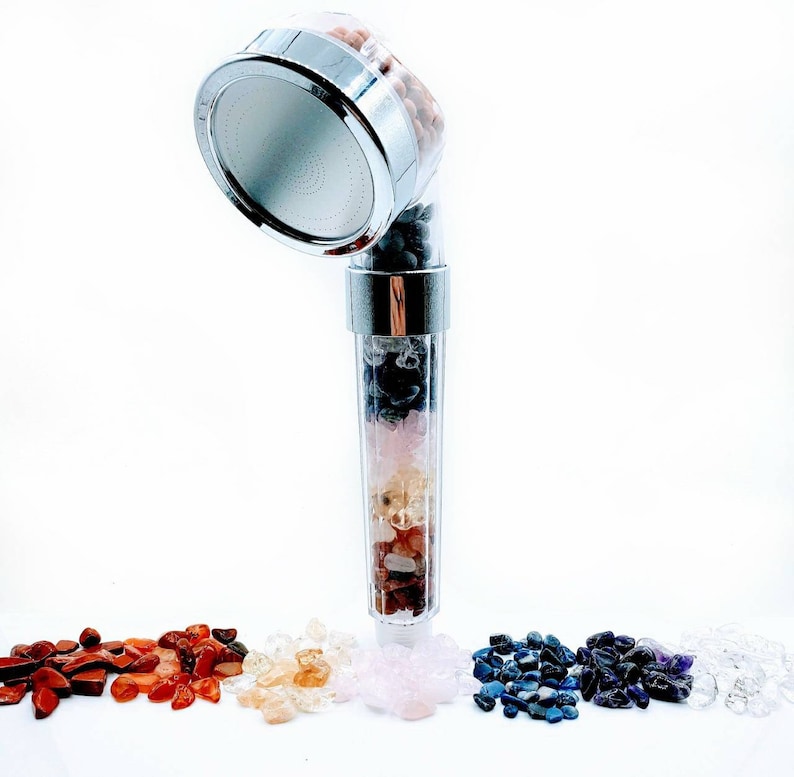 Crystal chakra shower head high pressure natural 7 gemstone Etsy