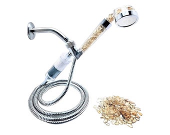 Citrine gemstone shower head - filter chemicals & soften water - Revitalize skin + hair - Increase water pressure - Save water