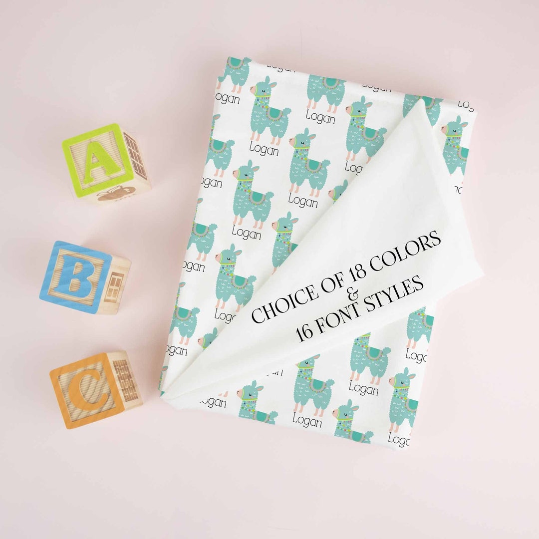 Llama Baby Blanket Baby Swaddle Blanket Personalized Baby Blanket Baby