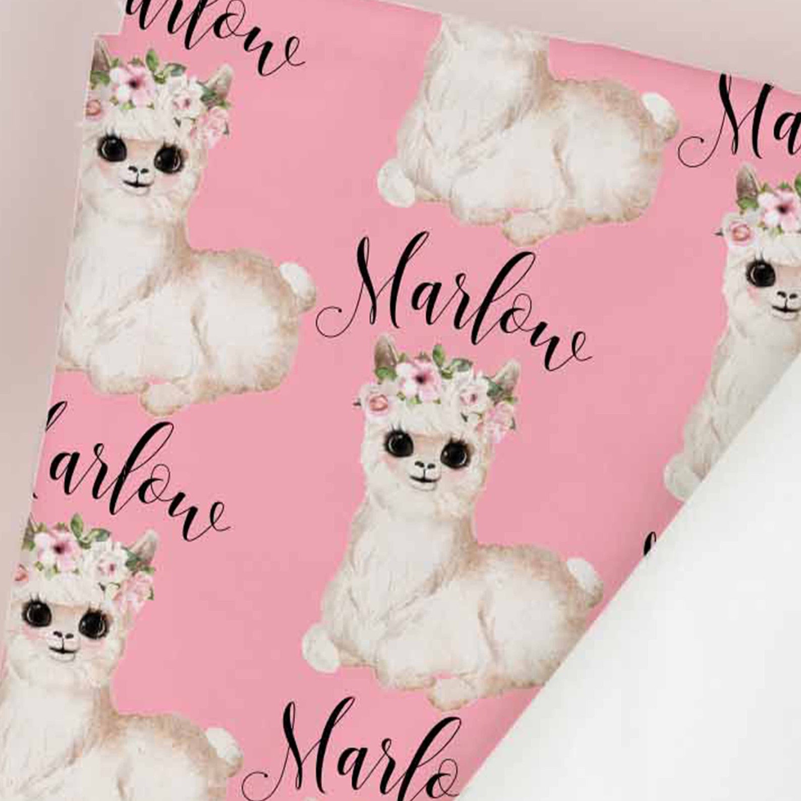 Llama Baby Blanket Baby Swaddle Blanket Personalized Baby - Etsy